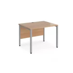 Office Desk 1000mm Rectangular Desk With Bench Leg Beech Tops With Silver Frames 800mm Depth Maestro 25