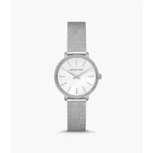 Michael Kors Womens Pyper Two-Hand Stainless Steel Watch - Silver