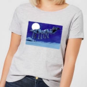 Star Wars AT-AT Darth Vader Sleigh Womens Christmas T-Shirt - Grey - 5XL