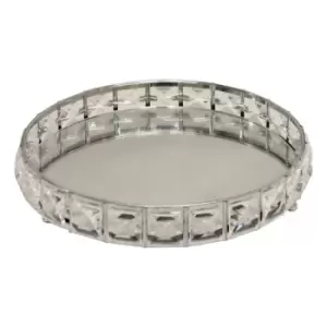 Small Mirrored Silver Tray With Bead Design 21cm