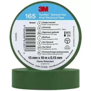 3M Temflex 165 165GR1E Electrical tape Temflex 165 Green (L x W) 10 m x 15mm