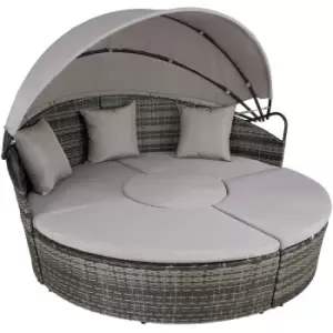 Tectake Santorini Rattan Sun Lounger Day Bed - Grey