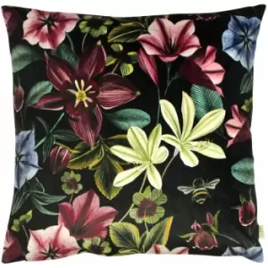 Evans Lichfield Midnight Garden Aquilegia Piped Edge Cushion Cover, Shiraz, 43 x 43 Cm