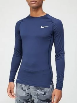 Nike Pro Compression Long Sleeve Top - Navy, Size S, Men