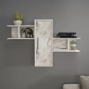 Decorotika Olida Wall Shelf Wall Mounted Shel Wall Dsiplay Unit Storage White Marble Effect