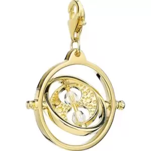 Sterling Silver gold plated Time Turner Clip on Charm with Crystals Elements