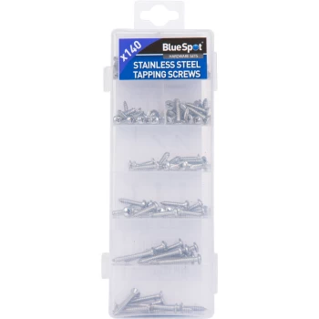 40544 140 Piece Assorted Stainless Steel Tapping Screw Set - Bluespot