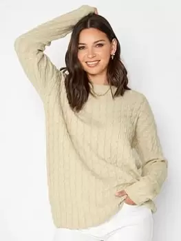 Long Tall Sally Neutral Cable Funnel Neck Jumper, Natural, Size 8-10, Women