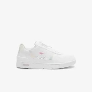 Lacoste Juniors' T-Clip Synthetic Popped Heel Trainers Size 2 UK Junior White