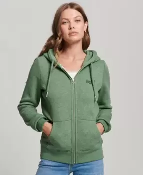 Superdry Womens Organic Cotton Vintage Logo Embroidered Zip Hoodie Green / Winter Mint Marl - Size: 8