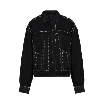 AllSaints Bella Studded Denim Jacket - Black