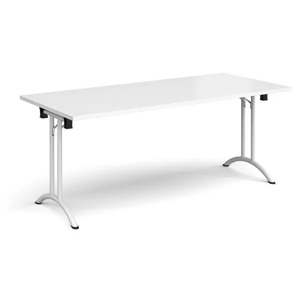 Rectangular Folding Meeting Table with White Curved Legs - 1800mm - White