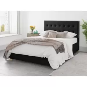 Presley Ottoman Upholstered Bed, Plush Velvet, Ebony - Ottoman Bed Size Small Double (120x190)