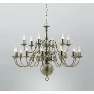 Impex Flemish Antique Brass 18 Arm Chandelier