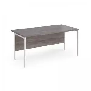 Maestro 25 straight desk 1600mm x 800mm - white H-frame leg and grey