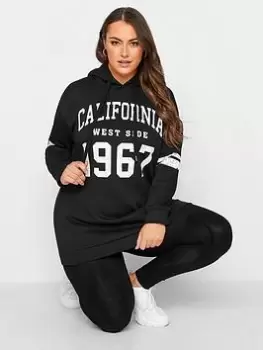 Yours California Slogan Hoodie - Black, Size 22-24, Women