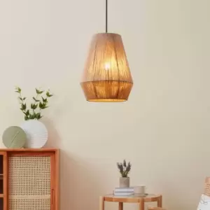 Eglo Alderney Pendant Ceiling Light - Black & Natural