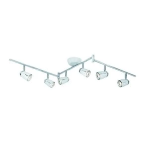 6 Light Adjustable Ceiling Spotlight Bar Chrome, White, GU10