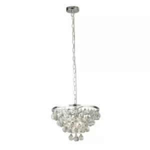 Michelle 4 Light Round Chrome Ceiling Pendant with Rain Drop Glass Balls