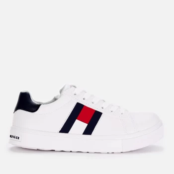 Tommy Hilfiger Boys' Low Top Flag Trainers - White/White/Blue - UK 12 Kids