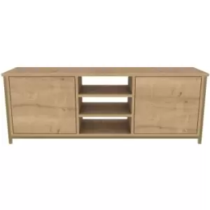 Decorotika - Otis Modern tv Stand, tv Unit, tv Cabinet Storage With Open Shelves - Yellow And Oak - Gold / Oak