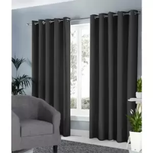 Ring Top Ready Made Blackout Curtains 90 x 90" - Charcoal - Charcoal