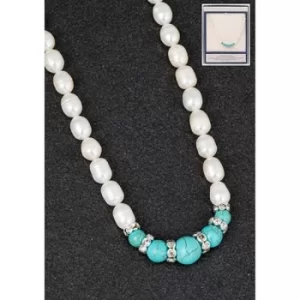 Silver Plated Freshwater Pearl/Turquoise Necklace