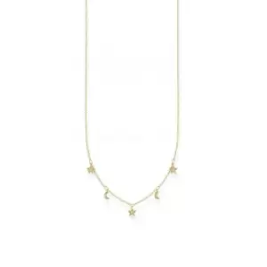 Yellow Gold Zirconia Star & Moon Necklace 45cm KE2074-414-14-L45v