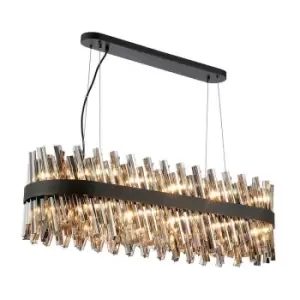 Luminosa Kalih 24 Light G9, Ceiling Pendant Oblong, Satin Black, Smoke Item Weight: 22.65kg