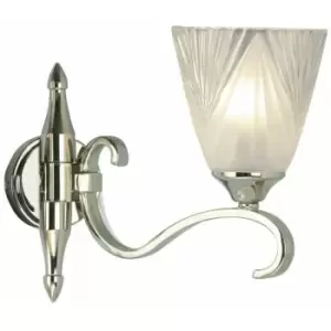 Loops - Luxury Traditional Single Wall Light Bright Nickel Art Deco Glass Shade Dimmable