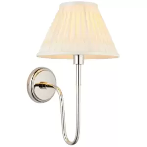 Endon Rouen & Chatsworth Wall Lamp with Shade Bright Nickel Plate & Ivory Silk