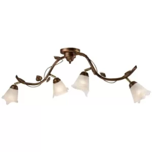 Bluszcz Multi Arm Semi Flush Ceiling Light With Glass Shades, Brown, 4x E14