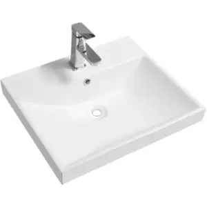 Thick-Edge 5409 Ceramic 51cm Inset Basin with Scooped Full Bowl - size - color White