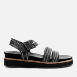 Whistles Womens Contrast Stitch Footbed Sandals - Black - UK 8