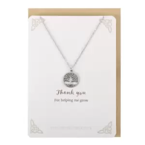 Silver Thank You Tree of Life Necklace Card