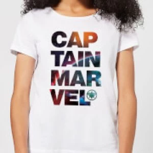 Captain Marvel Space Text Womens T-Shirt - White - 4XL