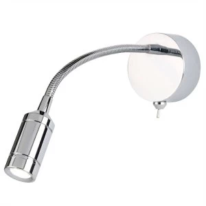 LED 1 Light Indoor Adjustable Wall Reading Light Chrome