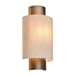 Indara 1 Light Wall Aged Hammered Bronze, Natural Linen Fabric, E14