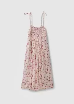 Free People Womens Azure Maxi Ruched Strappy Floral Dress In Lilac Ecru