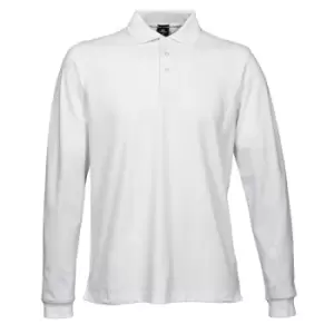 Tee Jays Mens Luxury Stretch Long Sleeve Polo Shirt (S) (White)