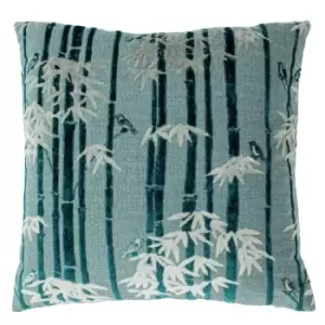 Anji Velvet Jacquard Cushion Teal