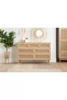 Croxley 7 Drawer Rattan Chest Oak