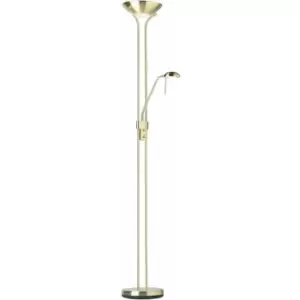 Loops - Mother & Child Floor Lamp Satin Brass 1.8m Twin Light Dimmer Flexible Reading