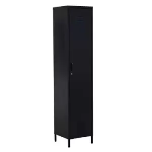 Premier Housewares Academy One Door Tall Metal Locker, black