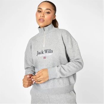 Jack Wills Honeylane Half Zip Sweatshirt - Grey Marl