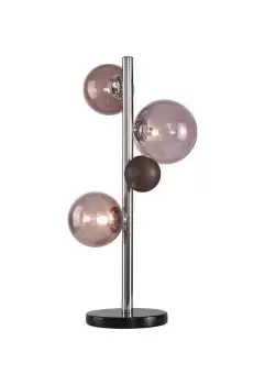 Table Lamp, 3 x G9, Polished Chrome, Smoked Glass