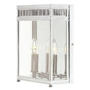 2 Light Outdoor Medium Wall Half Lantern Light Polished Chrome IP44, E14