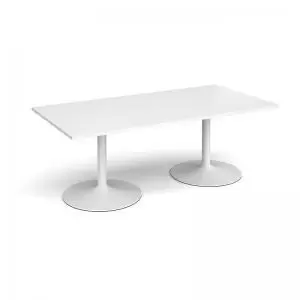 Trumpet base rectangular boardroom table 2000mm x 1000mm - white base