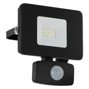 Loops - IP44 Outdoor Flood Light & pir Sensor Black Aluminium 10W Built in led