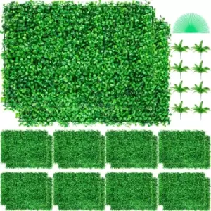 VEVOR Artificial Boxwood Panel UV, Boxwood Hedge Wall Panels, Artificial Grass Backdrop Wall 4cm Green Grass Wall, Fake Hedge for Decor Privacy